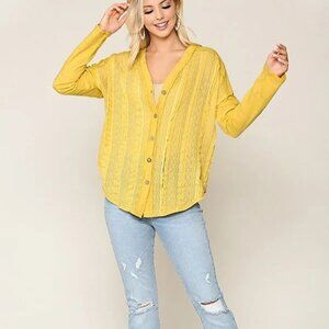 GiGio Crochet Lace Button Front Cardigan Blouse
